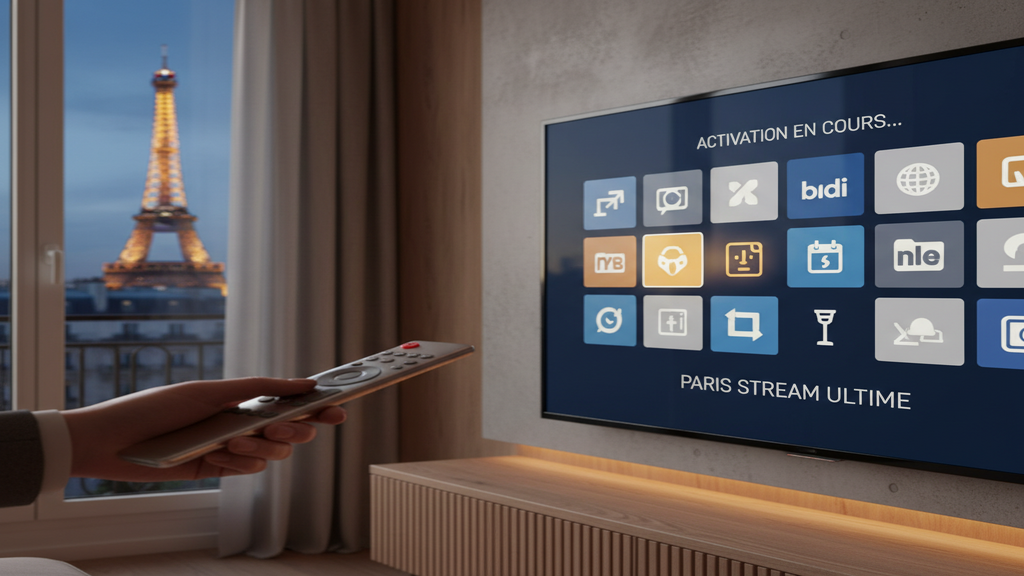 Guide complet montrant comment activer un abonnement IPTV sur une Smart TV à l'aide d'une télécommande.