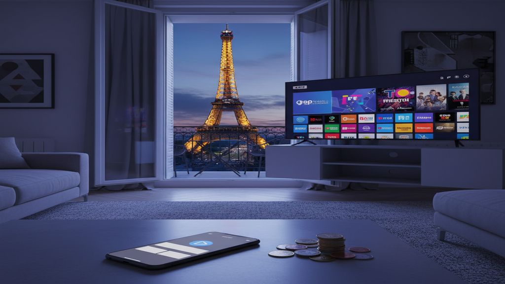 Un écran de Smart TV affichant une interface pour choisir un IPTV abonnement pas cher