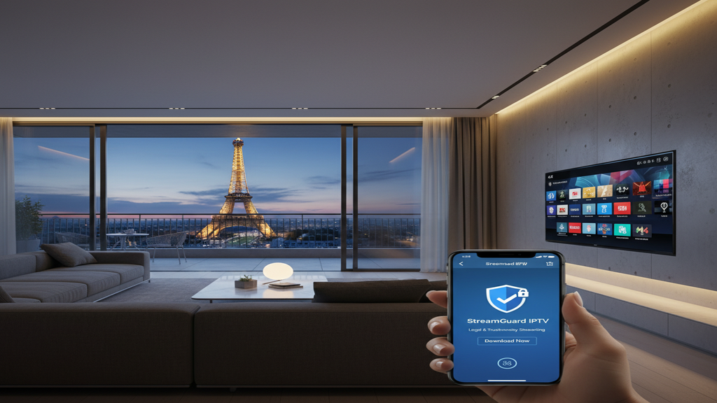 Personne utilisant une télécommande pour télécharger une application IPTV légale sur sa Smart TV